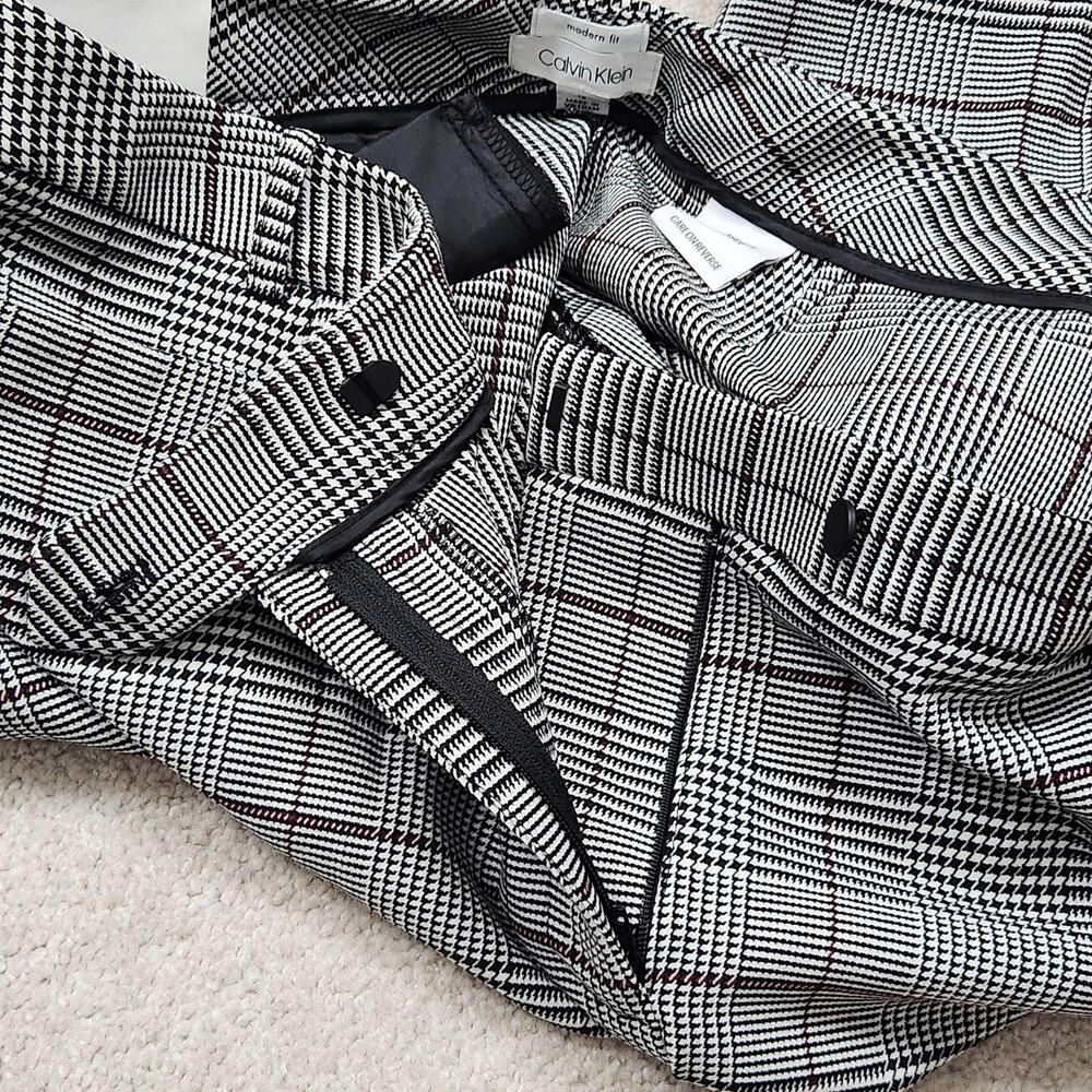 Calvin Klein Dress Pants Womens 12 Gray Plaid Modern Fit Slim Tapered Stretch - Picture 12 of 16